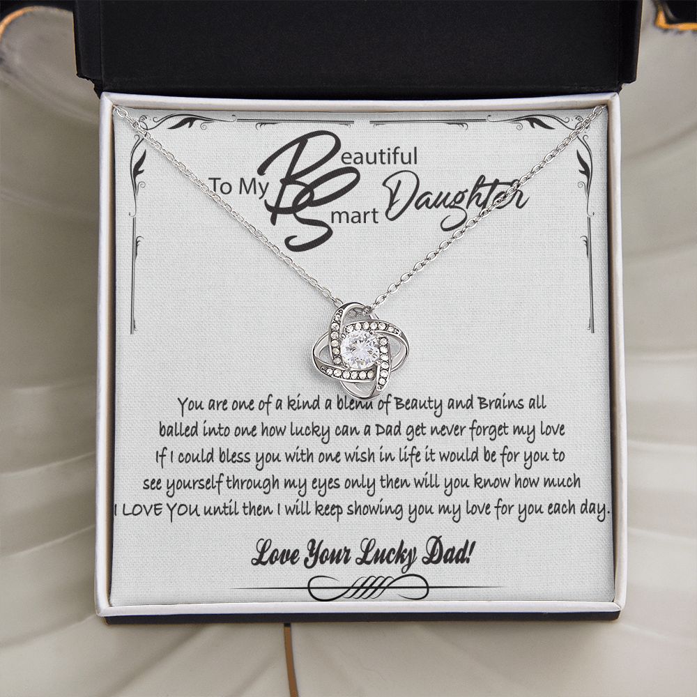 To My Beautiful Smart Daughter Love Knot Necklace