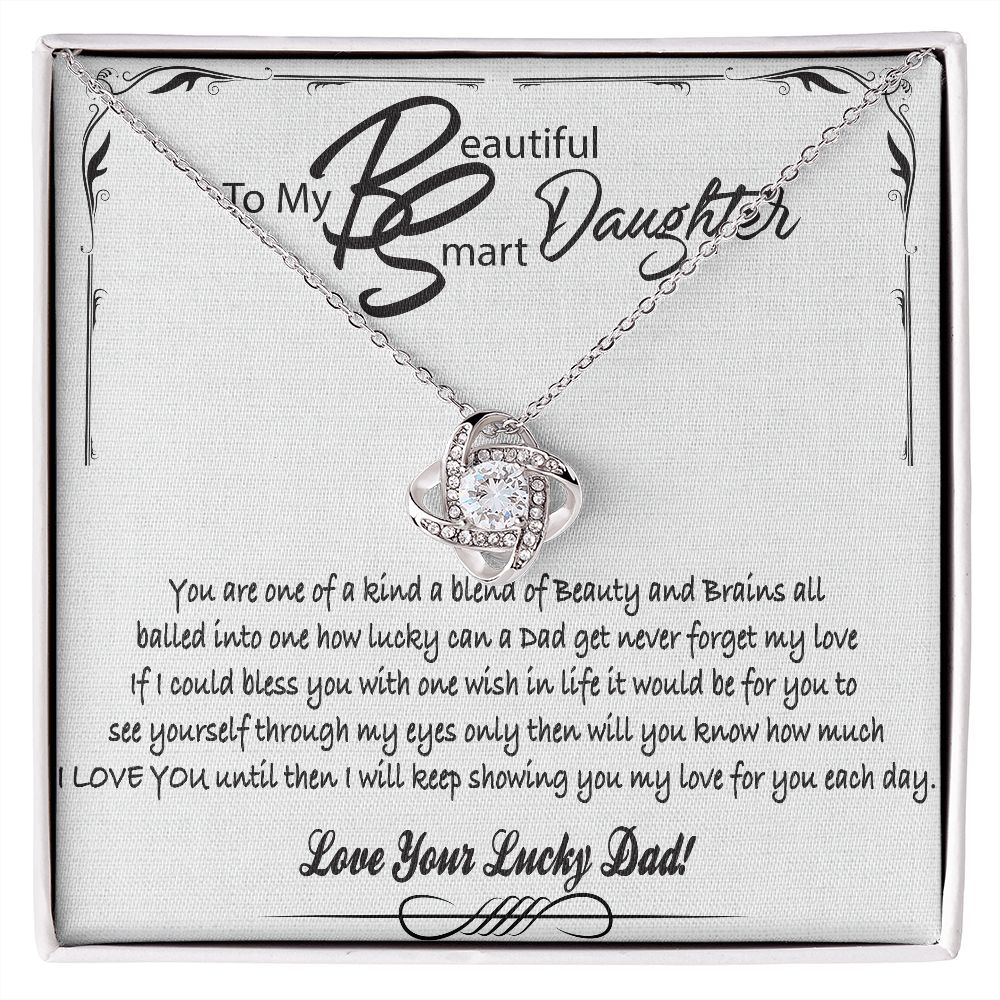 To My Beautiful Smart Daughter Love Knot Necklace