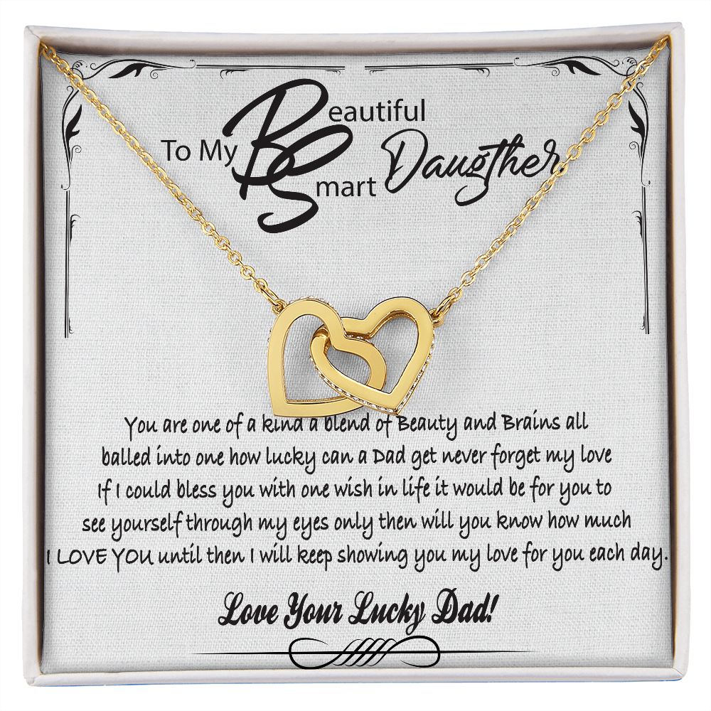 To My Beautiful Smart Daugther Interlocking Hearts Necklace