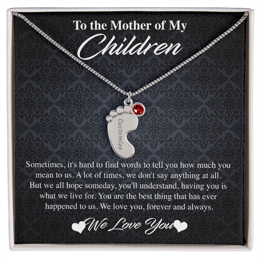 Custom Baby Feet Necklace with Birthstones