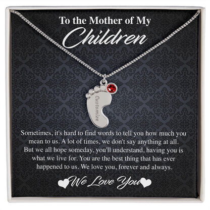 Custom Baby Feet Necklace with Birthstones