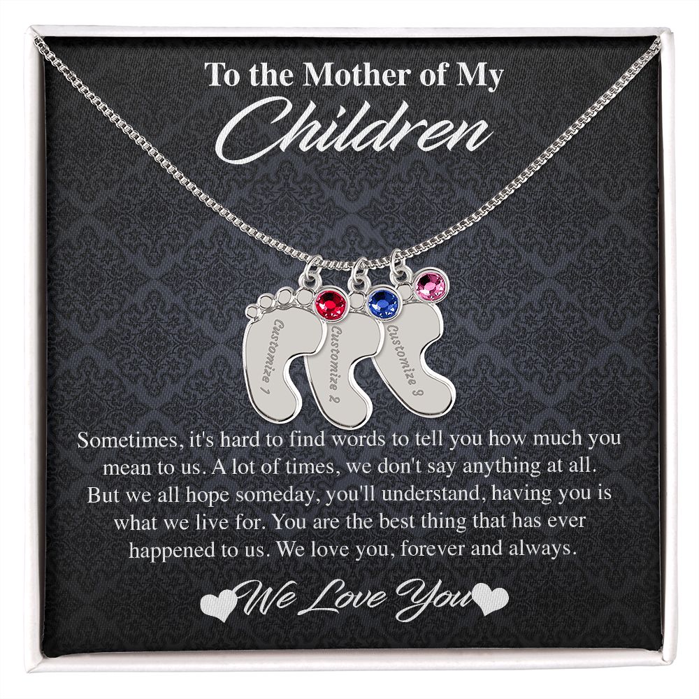 Custom Baby Feet Necklace with Birthstones