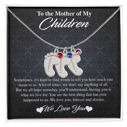 Custom Baby Feet Necklace with Birthstones