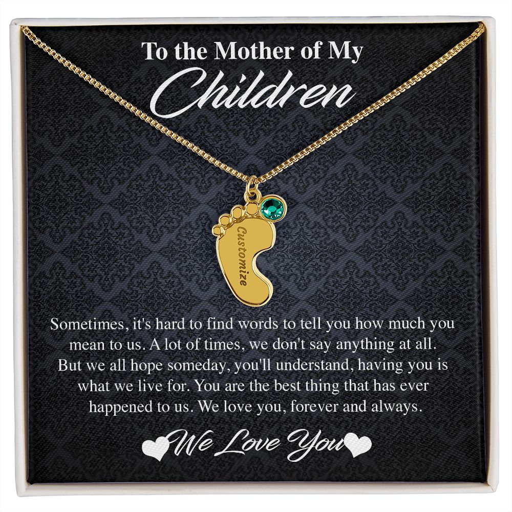 Custom Baby Feet Necklace with Birthstones