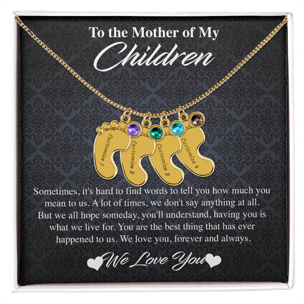 Custom Baby Feet Necklace with Birthstones